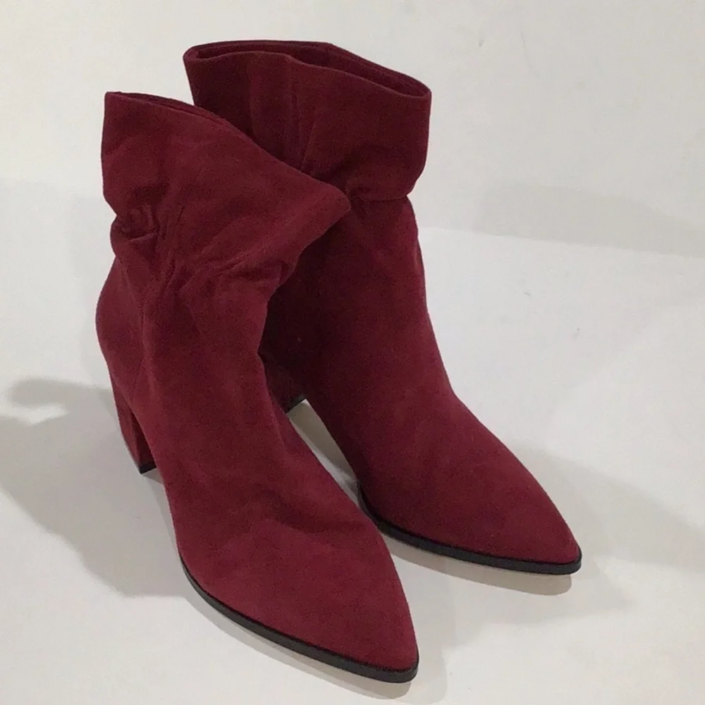 Sole Society leather suede booties burgundy NWOT
